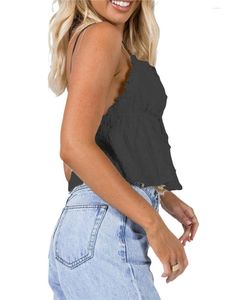 Damen-Tanks, Damen, S, Y2k, V-Ausschnitt, Leibchen, Sommer, lässig, Rüschen vorne, Krawatte, Cami-Top, einfarbig, ärmellos, Oberteile, Streetwear, Clubwear