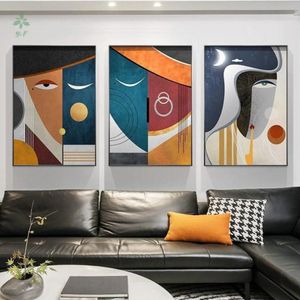 Картины с абстрактным принтом лица, современный геометрический декор для гостиной, холст, домашнее украшение2640