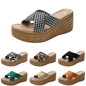 slippers women sandals high heels fashion shoes GAI summer platform sneakers triple white black brown green color8