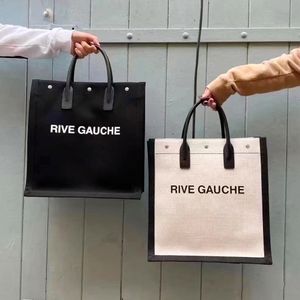 Rive Gauche Moda Canvas Tote Designer Beach Bag Raffias Pochette Luxurys Bolsa Ombro Bolsa de Viagem Mulheres Mens Crossbody Clutch Weave Grande Duffle Bags