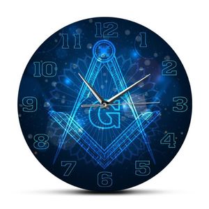 mason Logo Orologio da parete silenzioso senza ticchettio Master Mason Home Decor Orologio da parete appeso Cavalieri Templari Loggia massonica Art260Z