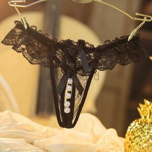 Höschen Damen Damen Höschen Sexy Plus Size Spitze Slips Frauen Transparente Unterwäsche Perlenmassage G-String Unterhose Open Crotch Thongs T285j ldd240311