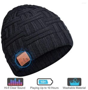 Trådlös Bluetooth -hatt hörlurar unisex vinter utomhus sport stickad stereo magisk musik pannband lock hörlurar