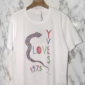 Designer Luxury Laurents Classic T Snake 1975 Love Print Personlighet Multifunktionella manliga och kvinnliga par Kort ärm T-shirt Blue