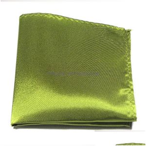 Pocket Meydanı 23x23cm Düz Renk Saten Seyir Square Bandkerchiefs Erkekler İş Ofis Takım Dekor Havlu Moda Aksesuarları Damla Teslimat Dhxhe