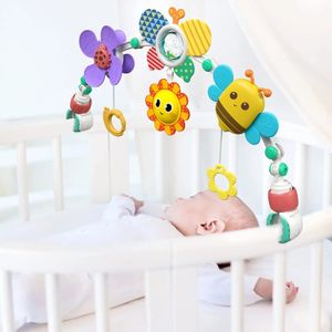 Baby Crib Bell Toy Comfort Pendant Trolley Hanging Bells Educational Toys born Rattles Plush Stroller Cartoon 024 Monthsl 240226