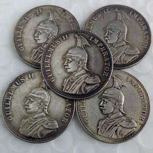 En uppsättning 1891-19025 pcs tyska östra Afrika 1 rupie mynt Guilelmus II Imperator mässing hantverk ornament255h