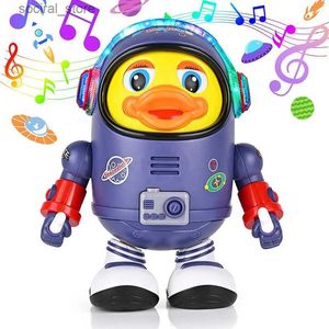 Gun Toys Baby Duck Toy Musical Interactive Toy Electric ze światłami i dźwiękami tańczące elementy kosmiczne robota dla niemowląt dzieci Prezenty L240311