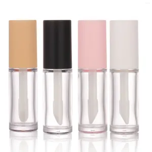 Storage Bottles Empty 10ml Round PETG Black Pink White Skin Color Lip Gloss Tube With Big Wand 24pcs