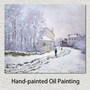 Vägglandskapskonstoljemålning snö på argenteuil claude monet berömd konstverk reproduktion på duk hand målad för väggdekor259b