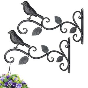 K5DC Iron Hanging Bracket Wall Hook Plant Hanger for Bird Feeder Lanterns Flower Brackets Wind Chime Indoor Outdoor Decoration 240305