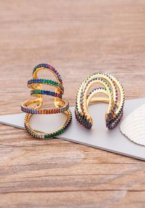 Stud Luxury Fashion Multilayer Clip Earrings Colorful Color Copper Zircon Ear Cuffs For Women Ingen Piercing Fake Brosk örhänge 23853791