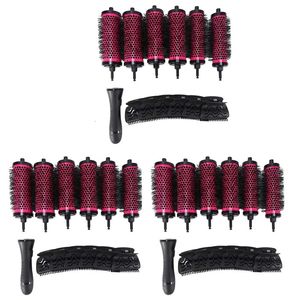 18Pcs 3 Sizes Detachable Handle Hair Roller Brush With Positioning Clips Aluminum Ceramic Barrel Curler Comb Hairdresser 240323