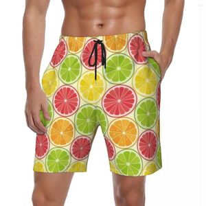 Mäns shorts män går ombord färgglada bedårande citron y2k roliga badstammar citrusfrukt snabbtorkning sport plus size strand
