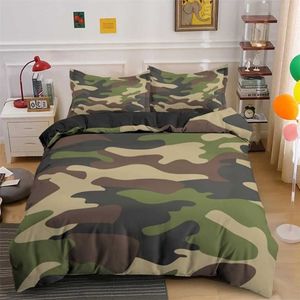 Hemtextil Cool Boy Girl Kid vuxen Duver Cover Set Camouflage Bedding sets King Queen Twin Comporter Covers med Pillowcase 2201286G