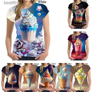 여자 티셔츠 재미있는 아이스 3D 프린트 티셔츠 여자 여름 거리 셔츠 패션 힙합 캐주얼 탑 티 편안한 의류 fe tshirt 240311