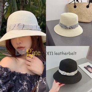 Summer Travel Sun Visor Letter Print Breathable Bucket Hat Outdoor Stingy Brim Straw Hats for Women Luxury Top Hats