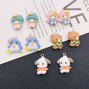 Urokami 10pcs Sprzedawanie żywicy Kawaii Cartoon Charm Bear Wisel do klęskki kolczycy do notatków DIY