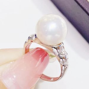 Fashionable Pearl Ring parad med 12 mm rund pärla över hela k guldhantverk bil7 240220