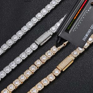 Nuoya 7mm Custom 925 Sterling Silber Tenniskette Luxus Vvs Moissanit Diamant Cluster Tenniskette Halskette