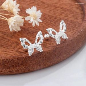 Orecchini a bottone alla moda colore argento brillante farfalla elegante trasparente CZ per le donne ragazza regalo gioielli di moda Dropship all'ingrosso