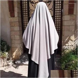 Roupas étnicas Ramadan Long Khimar com véu Mulheres Hijab Sem Mangas Tops Muçulmano Oração Vestuário Abaya Niqab Lenço Jilbab Islâmico D Otk4i