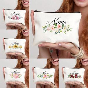 Cosmetic Bags Custom Pouch Floral Pattren Designer Bag Bridesmaid Maid Of Honor Make Up Storage Case Bride Toilet Clutch Wedding Gifts