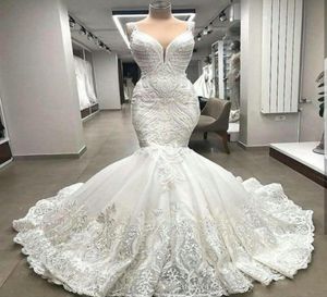 High end exclusivo laço sereia vestidos de casamento apliques árabe dubai frisado vestidos de noiva feito sob encomenda robe de mariee 2022 vestido de5624293