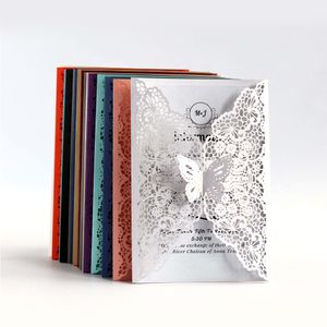 3D Butterfly Hollow Flower Folding Hochzeit Grußeinladungskarten für Hochzeitsfeier Dekoration Vorräte 2496
