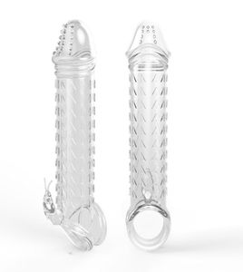 Male Realistic Penis Extender Sleeve Transparent Stretchy Ball Loop Penis Enlargement Enhancer Adult Sex Toy For Men4555669