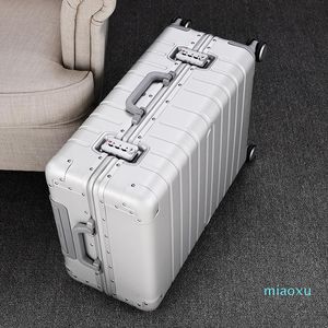 スーツケース100％アルミニウム合金プルロッドスーツケース20/24/28インチメタル荷物ファッショナブルなタイプの箱