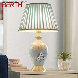 Lamps Shades BERTH Contemporary ceramics Table Lamp American luxurious Living Room Bedroom Bedside Desk Light Hotel engineering Decorative L240311