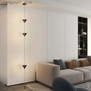 Lâmpadas Shades Modern LED Floor Lamp Preto Branco Arte Criativo Pingente Luz para Sala de estar TV Backgroud Bedside Bedroom Decor Iluminação L240311