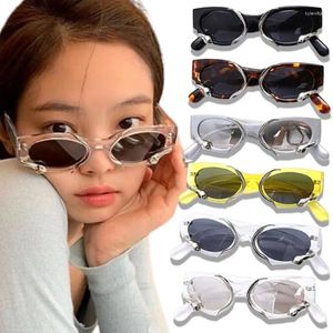 Sonnenbrille 2024 Y2k mit Schlangen Mode Vintage Oval Damen Shades Brillen Retro Design UV400 Unisex Sonnenbrille