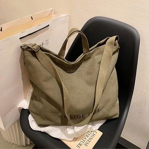 Evening Bags Fashion Large Capacity Arts Students Package Japanese Canvas Women's Simple Cross-body Bag Wash Thick Handbag