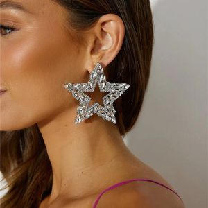 Design Exaggerated Textured Oversized Star Earrings Dinner Jewelry for Women Crystal Accessory 240305