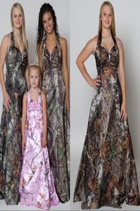 2024 Camo Bridesmaid Dresses Halter Sleeveless Evening Gowns Vintage Forest Formal Floor Length Brides Maid Honor Dress For Women6131703