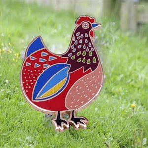 Brooches Folk Colorful Hen Chicken Hard Enamel Pin Blue Maran Chickens Badge Quirky Novelty Farm Animal Art Brooch