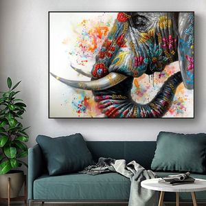 Красочные картины со слонами, холст, живопись, постеры с животными и принты, настенное искусство для гостиной, современное украшение для дома236A