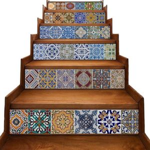 Buccia e bastone Piastrelle Backsplash Stair Riser Decalcomanie Fai da te Decalcomanie per piastrelle Messicano tradizionale Talavera Impermeabile Home Decor Scala D217s