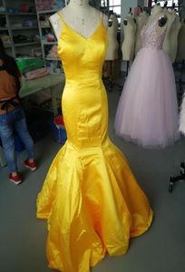 2021 Mermaid Long Prom Sleeveless Spaghetti Straps Zipper Satin Dress Homecoming Formal Party with Custom Made7899469