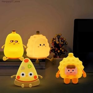 Lâmpadas Shades Cute Pizza Night Light LED Novidade Lâmpada USB Recarregável Dimmable Berçário Nightlight Toque Lâmpada de Dormir para Bebê Crianças Decoração L240311