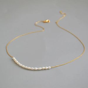 Mässing med 18k guld naturlig riktig pärla halsband wowen smycken party designer t visa runway klänning japan koreansk mode 240306