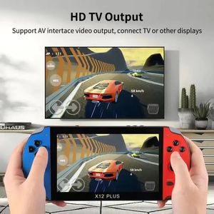 X12 Plus Taşınabilir Elde Taşınma Oyuncu Oyunu 16G 7inch HD Ekran Çift Joystick Classic Arcade Oyun Konsolu Yerleşik 20000+ TV Çıkışı Sesli Video Oyunları Hediye Kutusu