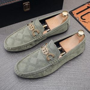 Green Classic Suede Casual Moccasin 954 Men's Shoes Handmade Leather Loafers Men Flats Comfortable Slip-on Walking Driving 972 269 5