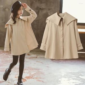 Kurtki 2024 Koreańska wiosenna jesień płaszcz dla dzieci dla dziewcząt Windbreaker Junior Girl Top Trench