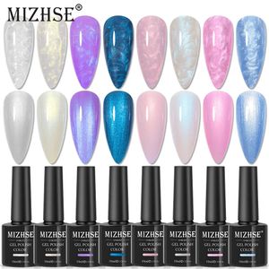 Mizhse 86 pçs thread shell gel unha polonês brilho brilhante pérola semipermanente uv 3d verniz manicure arte base casaco superior 240229