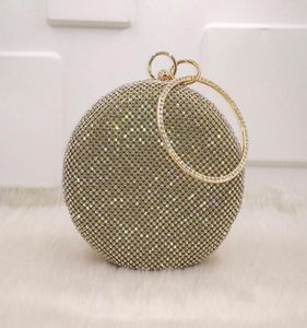 Handväskor Crystal Bag Simple Solid Clutch Women Bridal Wedding Plånbok Pärvpärl Evening Party Bag Circle Circle Round GoldsilverBlack 7090634