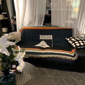 毛布アメルシアンアウトドアマウンテンストライプコットンスレッドタッセルソファカバーベッドの家の装飾マット付きブランケット