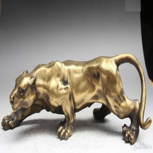 15 Pure Bronze Ferocious Leopard Panther Cheetah Carnivore Statue331R